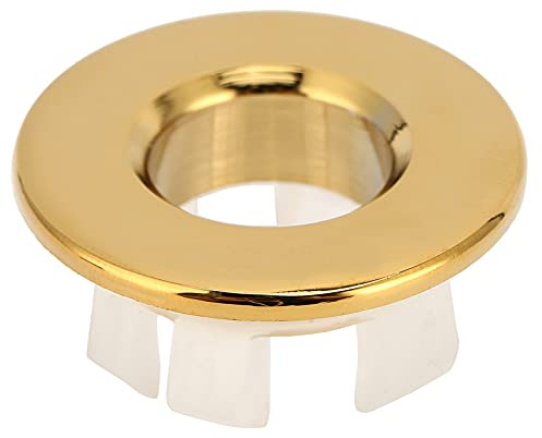 Cocoarm Tapa de Desbordamiento para Fregadero de Baño, Inserto de Latón en el Orificio, Tapa Redonda, Cubierta para Orificio de Fregadero de Baño para Macetas de Cerámica y Lavabos de (GOLD)