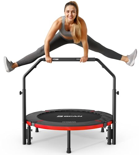 BCAN SP3 40/48 Exercise Rebounder Trampoline for Adults, Handlebar, Indoor