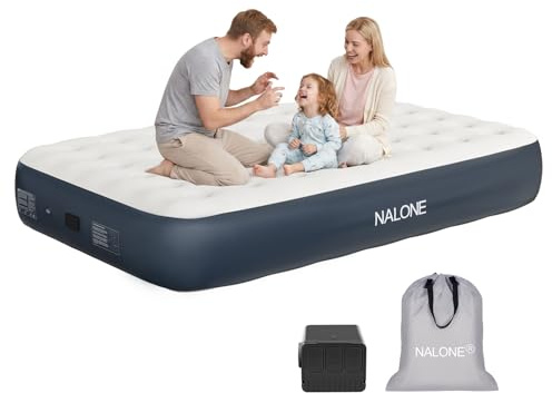 NALONE Matelas Gonflable 2 Personnes Full Size, Lit Gonflable Électrique Auto-Gonflant avec Pompe Intégrée Rechargeable Idéal Camping et Maison 191x137x33cm