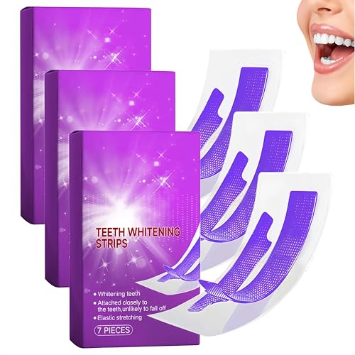 Strisce sbiancanti per denti, soluzione per strisce sbiancanti a risultati rapidi, sbiancamento delicato per denti sensibili, rimozione delle macchie e correzione del colore (3Pezzo)