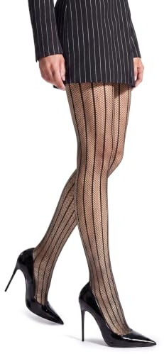 VOGEL VERE Collant Résille Femme, Taille Haute Sexy Bas Résille à Motifs | Noir, Jacquard Collants Fantaisie, Bas Résille Elastique Taille Unique, Mesh Tights, Fishnet