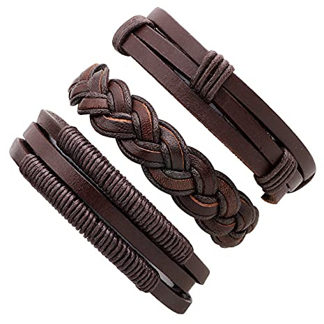 Thajaling 3 Bracciale in pelle intrecciata con cinturino in corda intrecciata per donna