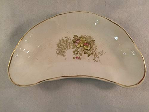 Piccolo piatto floreale in porcellana a forma di mezzaluna, 15,2 x 7,6 cm