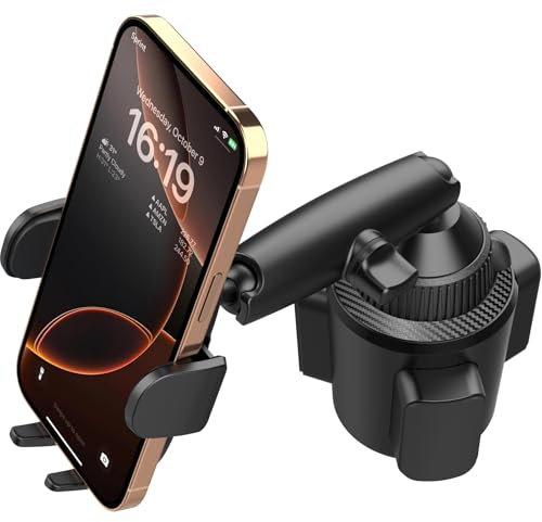 APPS2Car Handyhalterung Auto Getränkehalter, Getränkehalter Handyhalter für Auto LKW Heavy Duty iPhone Auto Halterung Verstellbarer Langer Arm Schnell Schwenkbar Einhandbedienung Schwarz