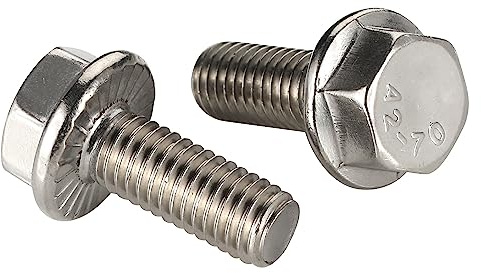 1/4-20 x 5/8 Flanged Hex Head Bolts Flange Hexagon Screws, Stainless Steel A2, DIN 6921, 25 PCS