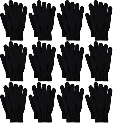 Glooarm 12 par vinterhandskar stickade varma handskar bulk vuxna stretchiga magiska handskar för män kvinnor tonåringar