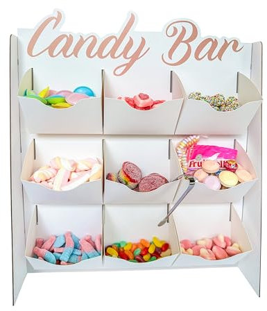 Candy Bar - Distributeur Automatique de Bonbons Avec 9 Compartiments et Pince - Accessoire de Bar à Bonbons - Décoration de Mariage - Pour Gelée, Oursons en Gomme, Gélifiés