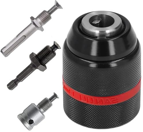 SDS Metall Schnellspannbohrfutter, Schnellspannbohrfutter 1.5-13mm, Bohrfutter Innengewinde: 1/2 - 20 UNF, Bohrfutter Adapter Sechskant Spannweite, für Handbohrmaschinen