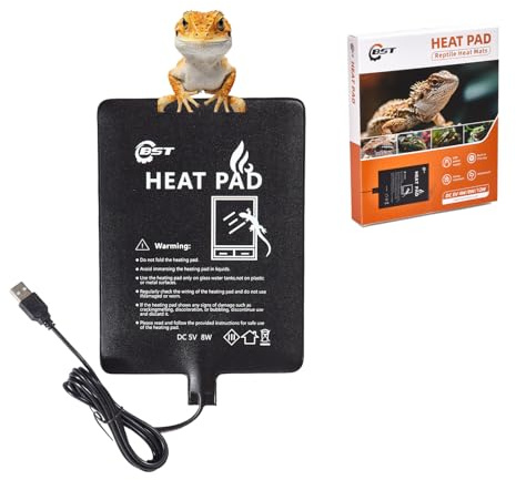 Besto Reptile Heating Pad - USB-Powered, Enhanced Safety - Overheat Protection - 6 x 8 Size - for Turtle, Snake, Lizard, Frog, Spider - Secure and Reliable Under Tank Heater