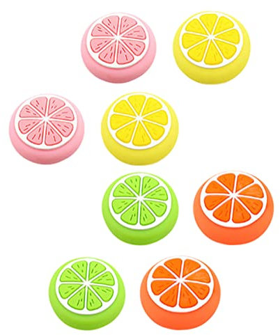 Angoily 8 Pcs Silicone Joystick Covers Compatible for Nintendo Switch Mini Folder Thumb Grips Fruit Rocker Cap Thumb Stick Caps