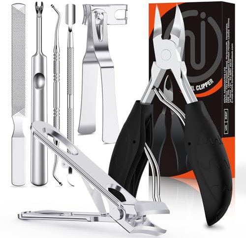 Profi Nagelschere Nagelknipser Set, 7 Pcs Nagelpflegeset Nagelset mit Nagelschere für Fussnägel, Scharf Nagelknipser für Dicke Eingewachsene Fußnägel, Maniküre Pediküre Set mit fusspflege Nagelzange