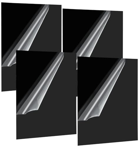 ZOFUN Lot de 4 plaques en verre acrylique noir A4 - 2 mm - Plaque acrylique avec film de protection - Plaque en plastique acrylique pour panneaux, bricolage, affichage, peinture - 29,7 x 21 cm