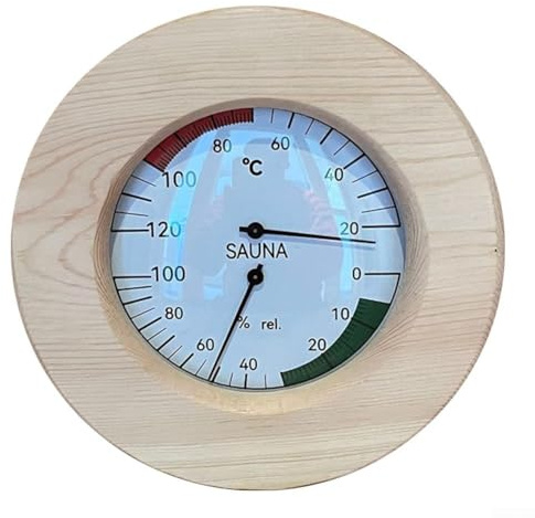 Besttoolifes Sauna Thermometer Hygrometer, 2 in 1 Holz Sauna Thermo-Hygrometer, Holz Sauna Thermometer und Hygrometer mit hoher Genauigkeit, Sauna Zubehör zur Messung von Temperatur und