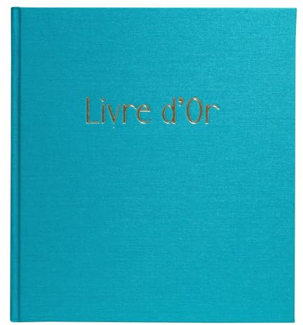 Exacompta - Ref. 47788E - 1 Gästbok POP'N CO - Kompakt format 21 x 19 cm - Guldkantad och präglad LIVRE D'OR - 140 vita sidor - Färg Cyan