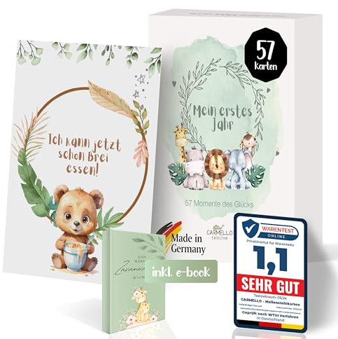 Carmello Meilensteinkarten Baby, Boho, Meilenstein Karten, Geschenk zur Geburt, Mein erstes Jahr, inkl. Geschenkbox