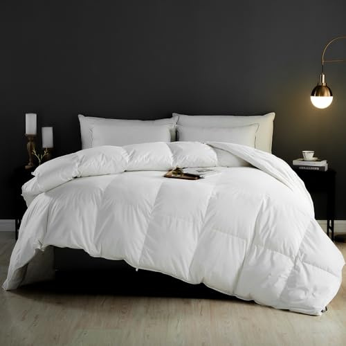 KUSNUG Couette 240x260 cm Coton Égyptien, 100% Pur Duvet et Plumes 4 Saisons, Couettes pour Hotel de Luxe Anti Acariens, Naturelle Tempérée 2 Personnes,Oeko-Tex et RDS Certifié