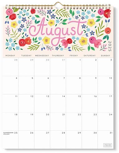 S&O Five Color Floral 2026 Wall Calendar - Tear-Off Monthly Calendar through December 2026-18 Month Academic Wall Planner - Hanging Organizer to Track Anniversaries & Appointments - 13.5x10.5”in