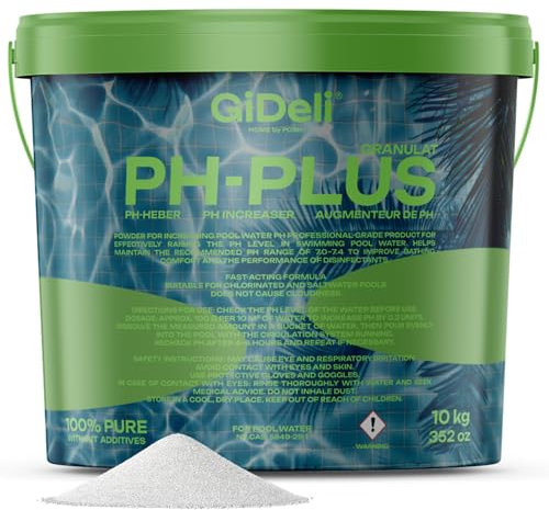 PH Plus granulado 10 kg en cubo para el valor del pH en piscinas, jacuzzi y jacuzzi, producto para el cuidado del agua para agua cristalina, ideal para todos los tipos de piscinas, dosificación