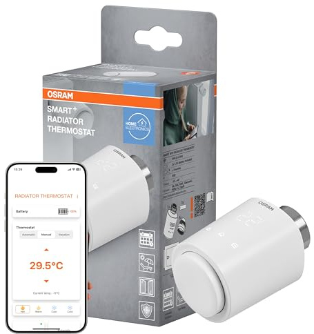 OSRAM SMART+ WiFi Heizkörperthermostat in Weiß, 1er-Pack, mit IP20-Schutz, für Smart Home im Innenbereich