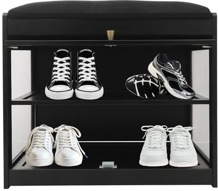 YNAADYH Banc à chaussures avec assise, armoire à chaussures, banc de penderie, banc à chaussures, 50/70 cm, banc à chaussures avec coussin, porte-chaussures pour chambre à coucher, couloir, salon, max