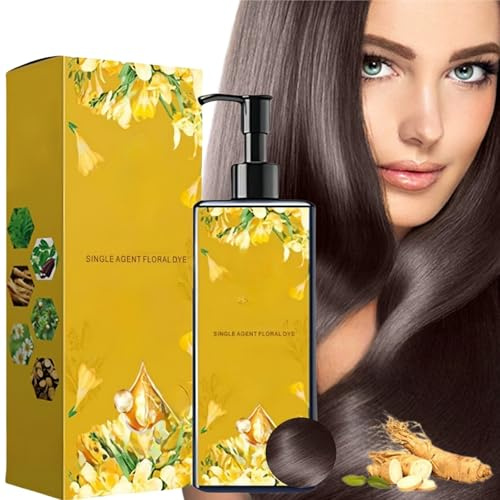 Nourishing Plant-Based Hair Color,Single Agent Floral Dye,Hair Dye Shampoo,Natural H/air Dy/e,Hai/r Colour Shampoo to Cover Grey Hai/r,Sha/mpoo for Grey Ha/ir,Long-Lasting Ha/ir Dy/e(Black tea color)