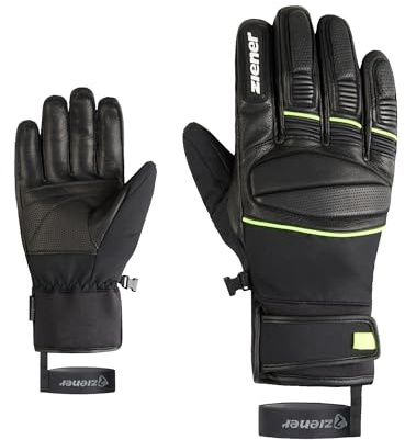 Ziener GOMIN-Z - Guanti da sci da uomo, impermeabili, palmo in pelle, senza PFC (9,5 cm), colore: verde lime