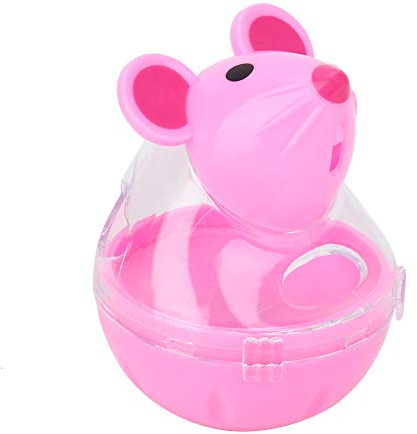 Haofy Alimentador de Fugas para Perros y Gatos, Juguete de Bola Dispensadora de Comida Lenta de Plástico con Forma de Ratón, Juguete Interactivo para Gatos y Perros (Pink)