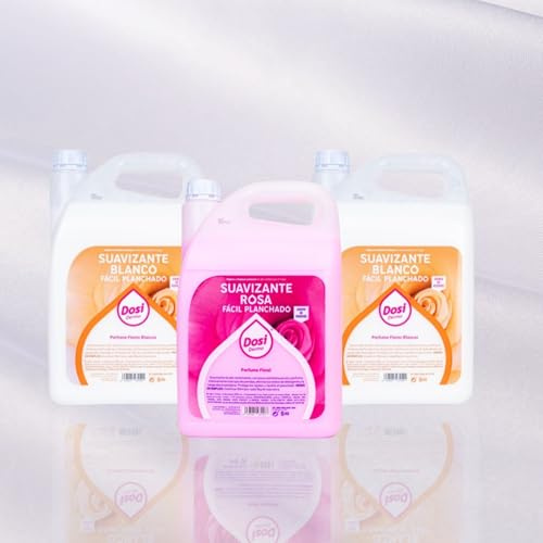 Dosidermo Suavizante Concentrado Profesional 5kg - Con Sedalina. Blanco Aroma a Romero. Rosa aroma dulce floral - Protector de Ropa Delicada, Antiestático y Planchado Fácil. Lote 2 blancos y 1 Rosa.