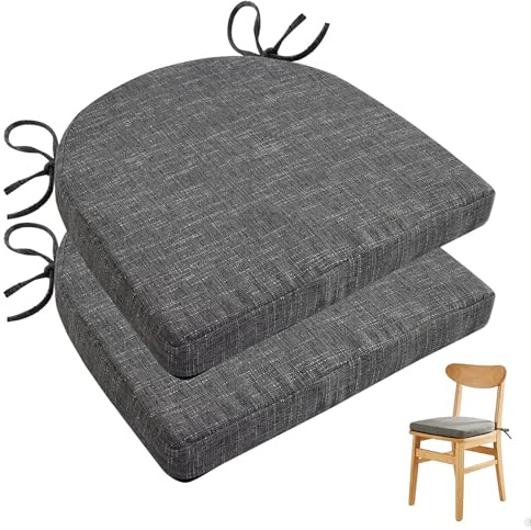 Aicharynic Stuhlkissen 42x43x5cm, 2er Set Sitzkissen Stuhl, Sitzpolster Garten, Waschbare Sitzkissen Outdoor Terrassenstuhlkissen für Gartenmöbel Küche, Wohnzimmer und Esszimmer, Dunkelgrau