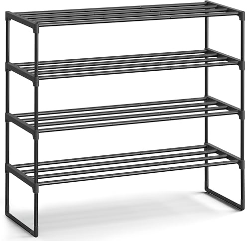 SONGMICS Shoe Rack, 4-Tier Shoe Organizer, Metal Storage Shelf