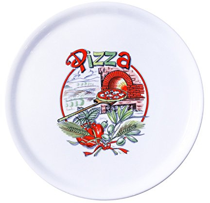 Saturnia White Porcelain Decorated Pizza Plate 13 - 1 Case of 6 Plates