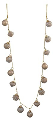 Creative Co-Op Embossed Mercury Glass Ball Ornament Garland, Marbled Taupe (72 Inch)