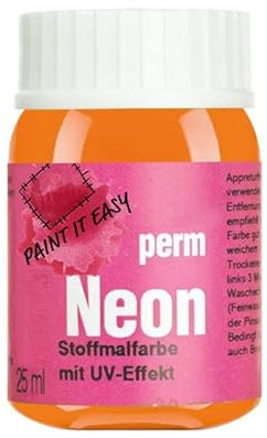 PAINT IT EASY NEU Neon-Farben/Stoffmalfarben, 25ml, Neon-Orange