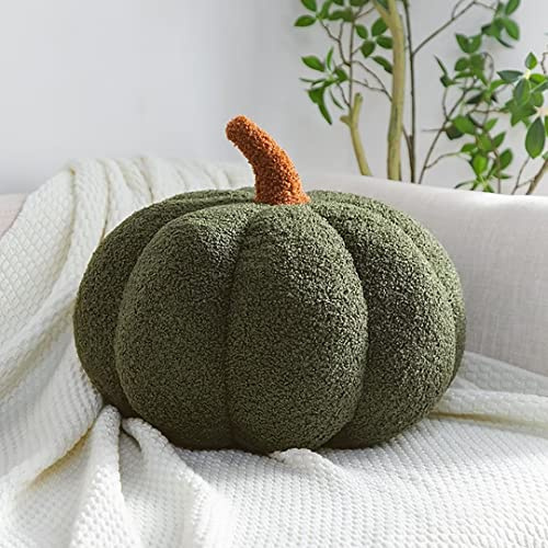 Pumpkin Stuffed Throw Plush Toy, Soft Pillow, 3D Pumpkin Throw Pillow Cushion for Thanksgiving, Car, Bedroom, Sofa, Green, 20CM