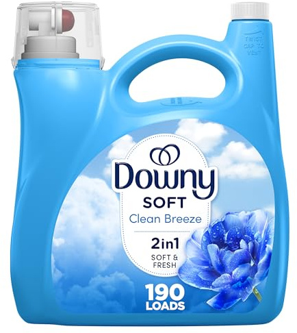 Downy 2 in 1: Soft and Fresh, Liquid Fabric Softener, Clean Breeze Scent, 1.4E+2 Fluid Ounces