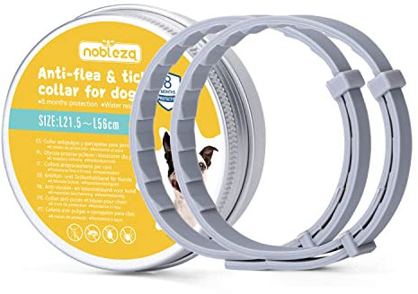 Nobleza - 2 Pcs Zeckenhalsband für Hund, Wirksamer Schutz gegen Zecken und Flöhe, Wasserdicht und Größenverstellbar, bis zu 8 Monate Zeckenschutz mit 100% Natürlichen Inhaltsstoffen, Länge 56 cm