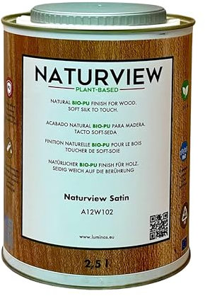 NATURVIEW A12W102 - Barniz Para Madera Poliuretano BIO al Agua. Interior. Tacto Soft-Seda. (Satinado, 2,5L)