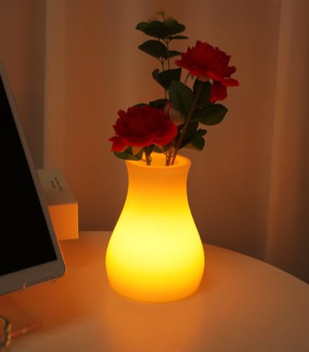 7 Colors Remote Control Night Light, Multifunctional Bedroom Bedside Lamp, LED Ambiance Light, Creative Ornamental Vase Lighting (10 * 15cm Gourd vase)