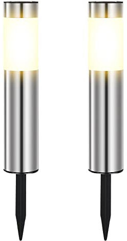 Heinstian Luces Solares LED Exterior Jardin, Luz Impermeable Amarilla Cálida Lamparas Solares para Pasarela, Patio, Césped, Suelo (2 Piezas)