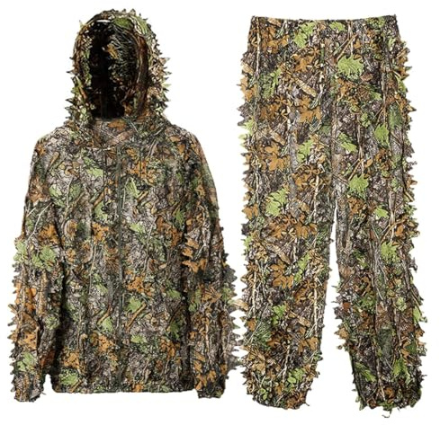 HoveeLuty Traje Ghillie Mejorado Ropa de Camuflaje con Capucha Ligera y Realista para Exteriores Ropa con Cierre de Olor en el Bosque de la Jungla Trajes de Camuflaje Trajes Ghillie