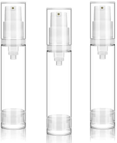 AHQiZFX 3 flaconi vuoti a pompa, per lozioni sottovuoto, ricaricabili, contenitori per cosmetici, creme, cosmetici, da viaggio, per fondotinta fai da te, gel, essenze, idratanti (10 ml)