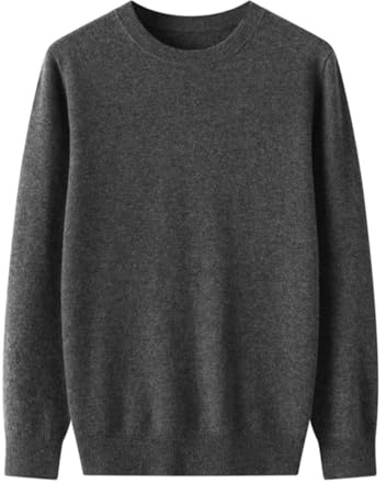 Pull en cachemire mérinos pour homme Col rond Chaud Pull Manteau, Gris foncé 9., 3XL