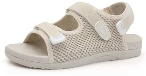 JOINFREE Womens Orthopedic Hiking Sandals with Arch Support Athletic Open Toe Sports Water Summer Shoes Yoga Mate Thick Cushion Sports Walking Sandals Beige Size 9