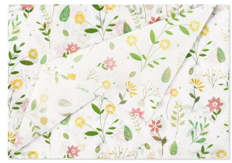 10 Feuilles Papier de Soie 70cm*50cm Emballage Cadeau Décoration Bricolage Artisanat Loisir Créatif pour Fête (Fleur)