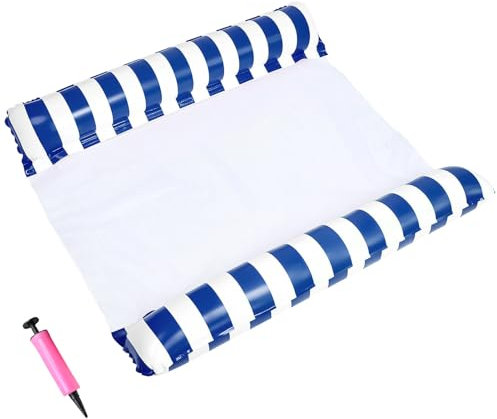 Matelas gonflable de piscine, hamac à eau 4 en 1, avec accessoires de piscine, deux tailles, matelas gonflable avec fond en filet, hamac à eau, piscine, plage (C)