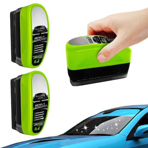 Lot de 2 brosses de nettoyage pour vitres de voiture, brosse de nettoyage pour film d'huile automobile, nettoyant pour vitres de voiture, nettoyant pour vitres de voiture, nettoyant universel pour