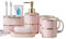 Seifenspender Badezimmer-Accessoires, Hotel-Dekoration, Set, Elegantes Porzellan-Set inklusive Zahnbürstenhalter, Becher und Seife usw Deko(Pink)
