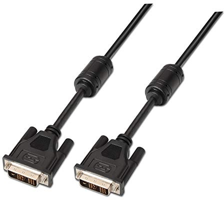 AISENS A117-0088 - Cable DVI con ferrita (5 m, soporta resoluciones de 1920x1200) Color Negro
