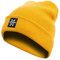 Rough Beanie - Beanie Mütze, Strickmütze mit Echt-Leder/Stick Veredelung, Viele Farben zur Auswahl (Manufaktur13/M13) (Mustard)