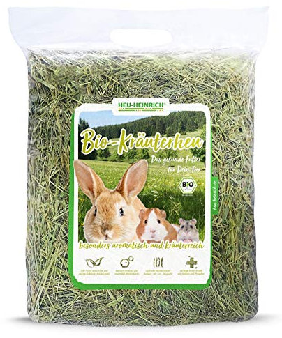 Heu-Heinrich® 6X 750g Bio-Kräuterheu - Bergwiesenheu aus dem Naturpark Thüringer Wald - Kaninchen Meerschweinchen Nager